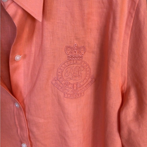 Ralph Lauren NWT 100% Linen button down 3/4 sleeve shirt. - Picture 2 of 7